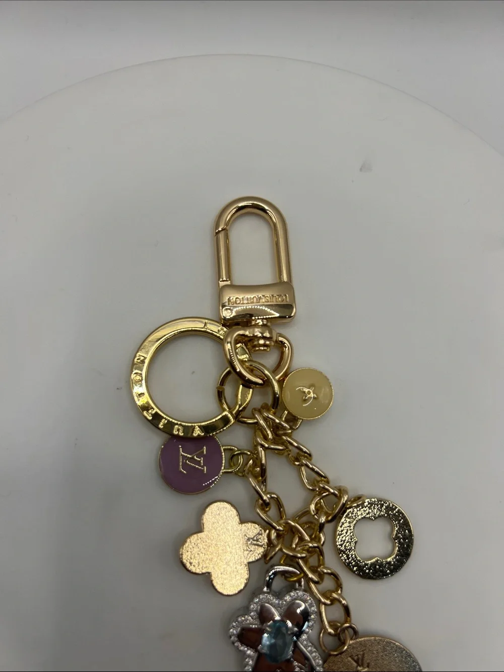 1465. Gold-tone Multicolor Charm Keychain or Bag Charm.